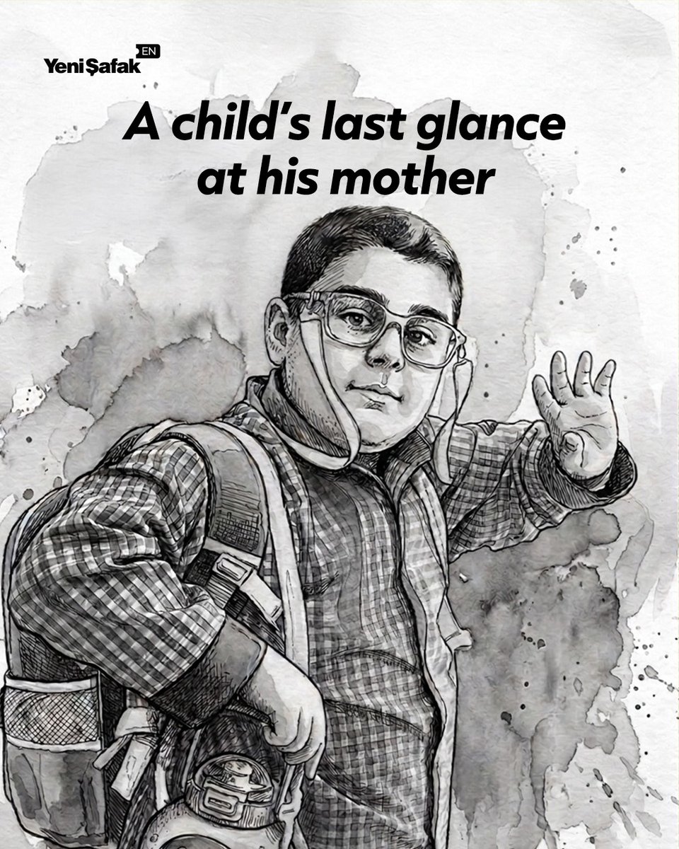 yenisafakEN's tweet photo. 😢 A child’s last glance at his mother…

📌 On the first day of the attack on Iran, Israeli and U.S. forces struck a primary school. In this tragic assault, 139 young students and 26 teachers lost their lives.

Among the innocent victims was Mikael Mirdoraghi, a bright-eyed Iranian primary school student. A heartbreaking photograph has surfaced — capturing the final moment between a child and his mother.

📸 That last photograph of Mikael, saying goodbye to his mother, is now all that remains.