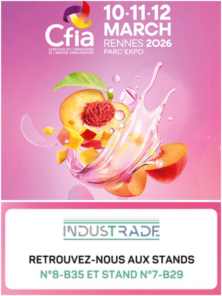 Fabretall's tweet photo. 🇫🇷 CFIA Rennes 2026

Ravis d’être présents au CFIA Rennes aux côtés de notre partenaire pour la France Industrade.

🔪 Venez découvrir la trancheuse automatique WHS.

📍 Rennes Parc Expo
📅 10–12 mars

👉 Nous vous attendons à Rennes avec Industrade Team!
Un rendez-vous à ne pas manquer.

Groupe Industrade 
@CFIAexpo 
@fabretall 

#CFIA #CFIARennes #Industrade #FabreTallGroup  #Agroalimentaire