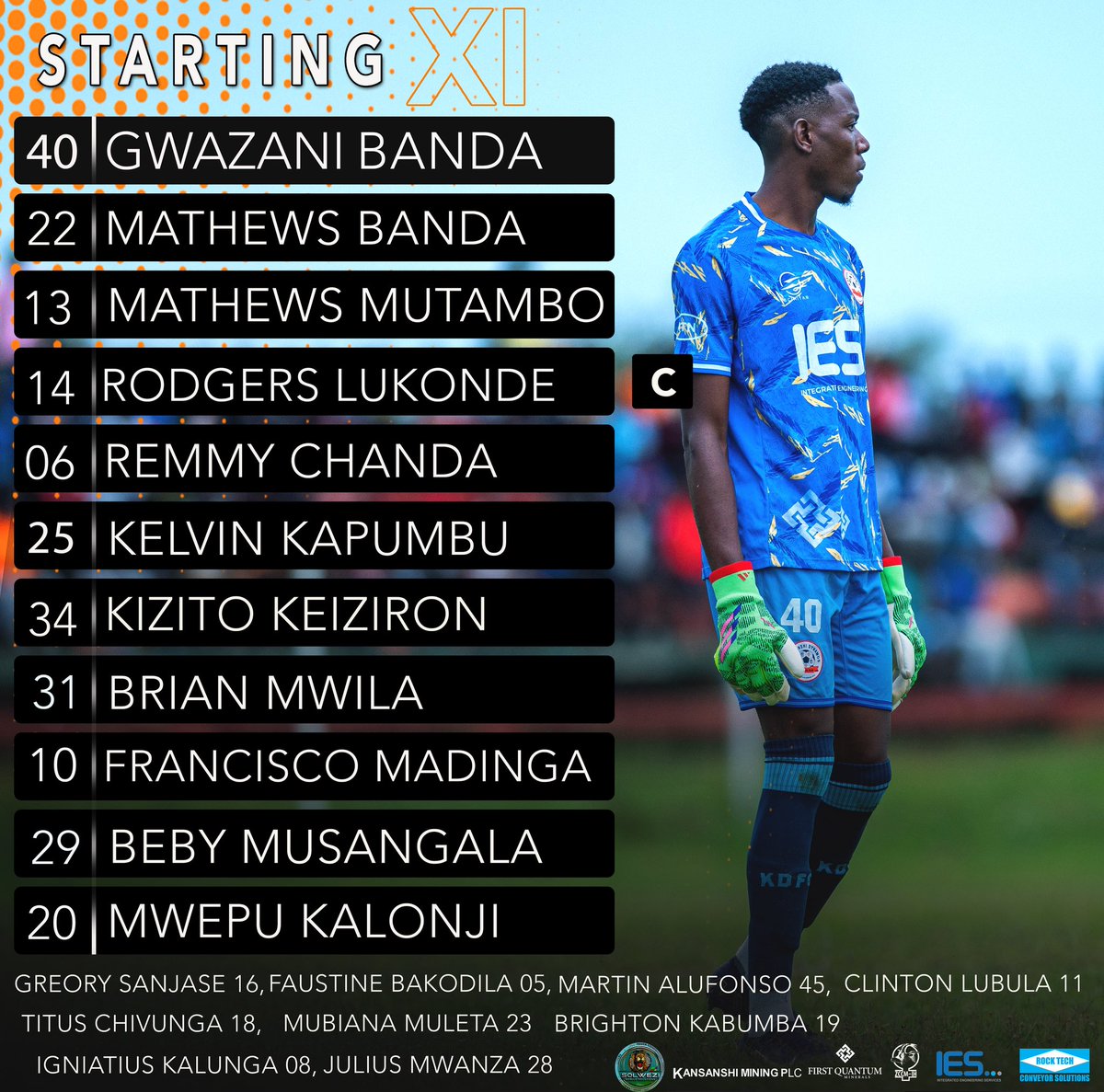 kansanshidynamo's tweet image. Our line up today! 

#KDFCWanderers 
#Week23
#MTNSuperLeague