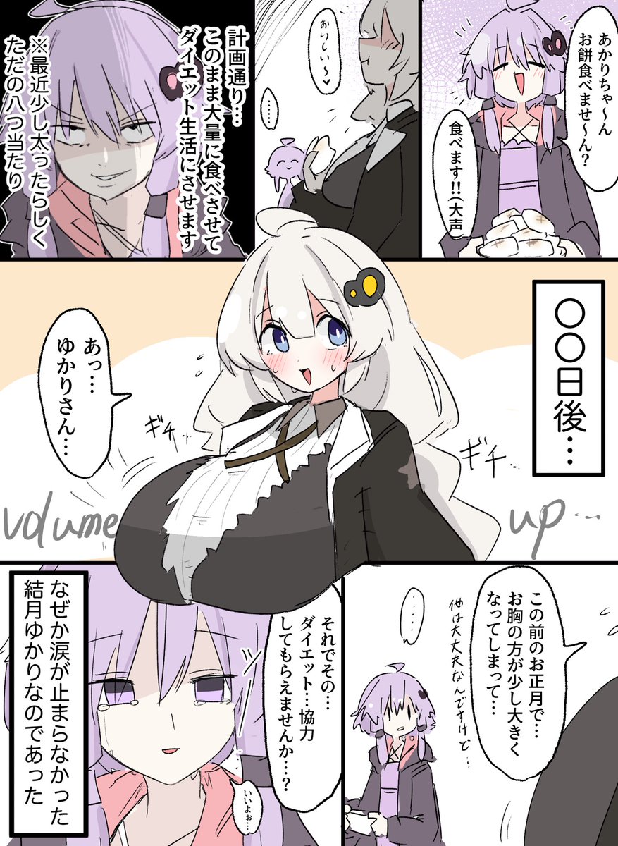 skebリクエストより
正月太りで増量したあかりちゃんとゆかりさん 