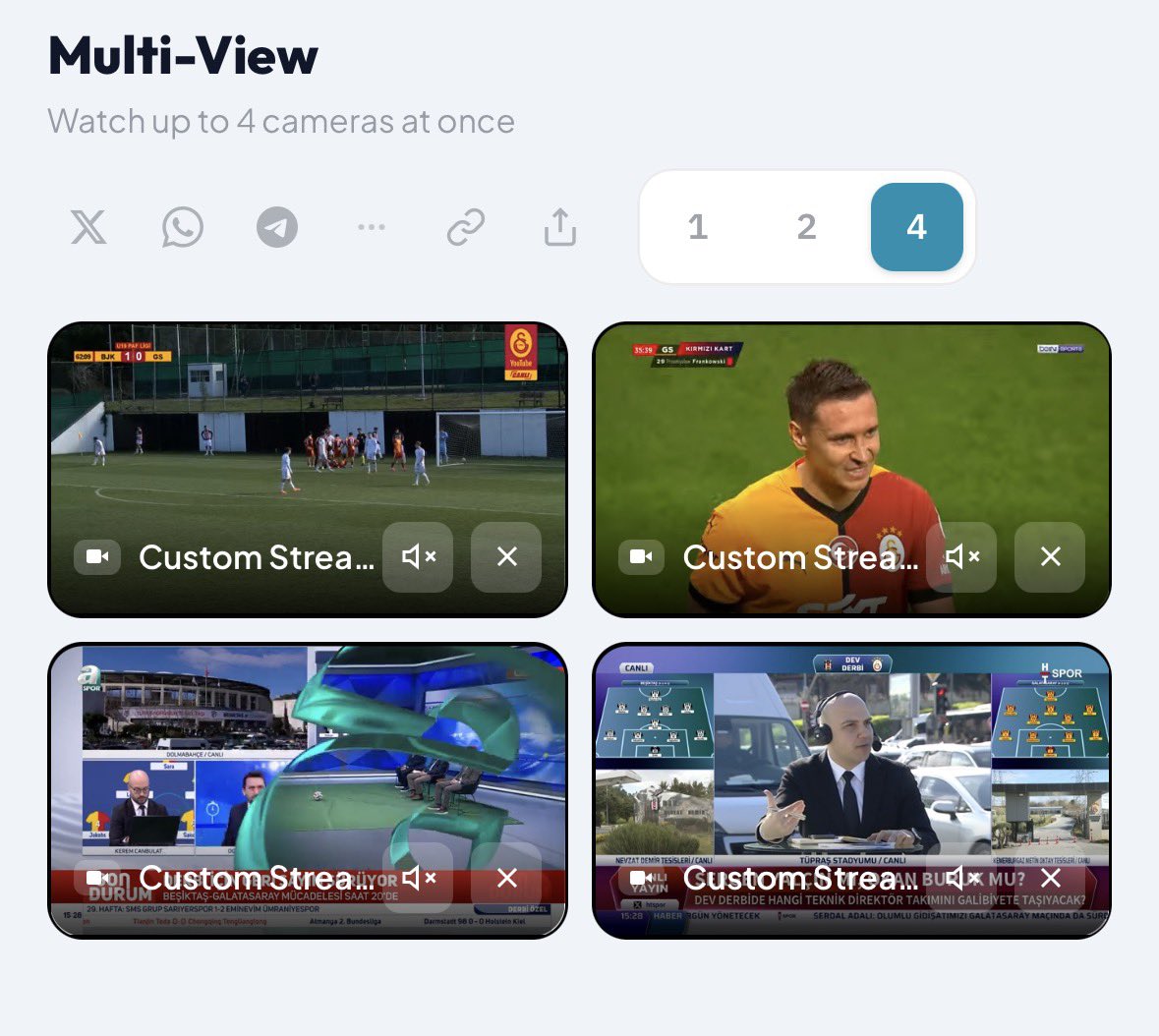earthlive24com's tweet photo. Follow the Galatasaray vs Beşiktaş pre-match discussions in one screen.

4 different YouTube live streams  
4 different commentators  
All at the same time.

Don’t miss the pre-match analysis 👇
https://t.co/FLFKgKzCjy

#GSvBJK #Galatasaray #Besiktas #SuperLig #LiveStream #Football #Soccer #MultiCam