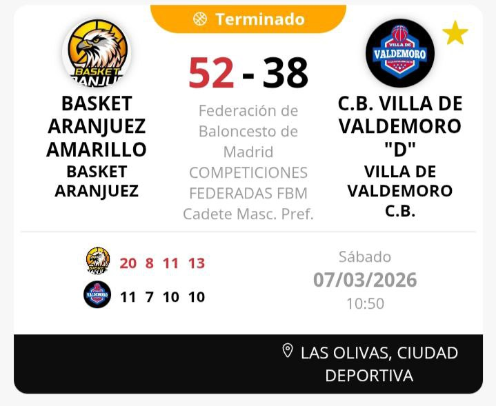 BasketAranjuez's tweet photo. Victoria del #CadMasc frente a @ValdemoroBasket. #Diego: "Trabajamos a ratos. Pero al final sacamos el partido adelante." https://t.co/fbcKIX2BjP