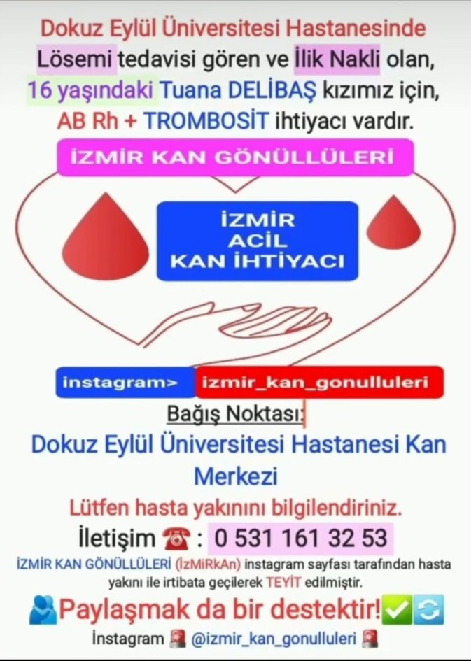 Bu ilanı paylaşarak da kan ihtiyacı olan insanlarımıza destek olabilirsiniz.
#sizlerinsayesindekalpleredokunuyoruz
#altın #xu100 Mossad #IranWar #füze #benzin #TelAviv Iran Aliyev #Spain