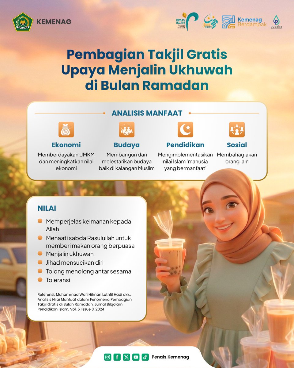 Berbagi takjil adalah tentang merajut ukhuwah di bulan yang penuh berkah ini.

Inilah cara kita menaati sabda Rasulullah SAW untuk memberi makan orang yang berpuasa, sekaligus menjadi sarana jihad untuk mensucikan diri dan memperkuat toleransi di tengah keberagaman.