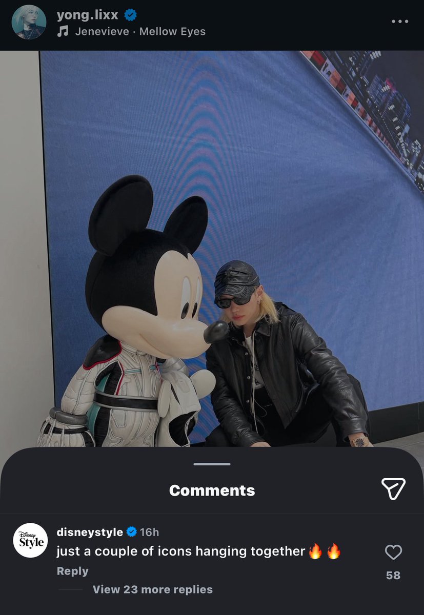 Disney Style official account liked and commented on FELIX’s instagram update 

“just a couple of icons hanging together 🔥🔥”

FELIX FASHION TRAILBLAZER
#FELIXxLouisVuittonPFW #FELIX 
<a href="/LouisVuitton/">Louis Vuitton</a>