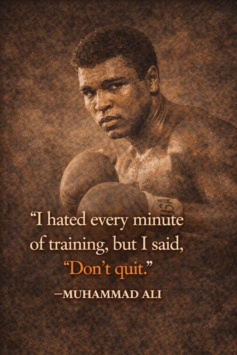 “I hated every minute of training, but I said, ‘Don’t quit.’”

Muhammad Ali

Discipline often feels uncomfortable. Endurance in preparation determines performance in opportunity. Temporary discomfort produces permanent strength.