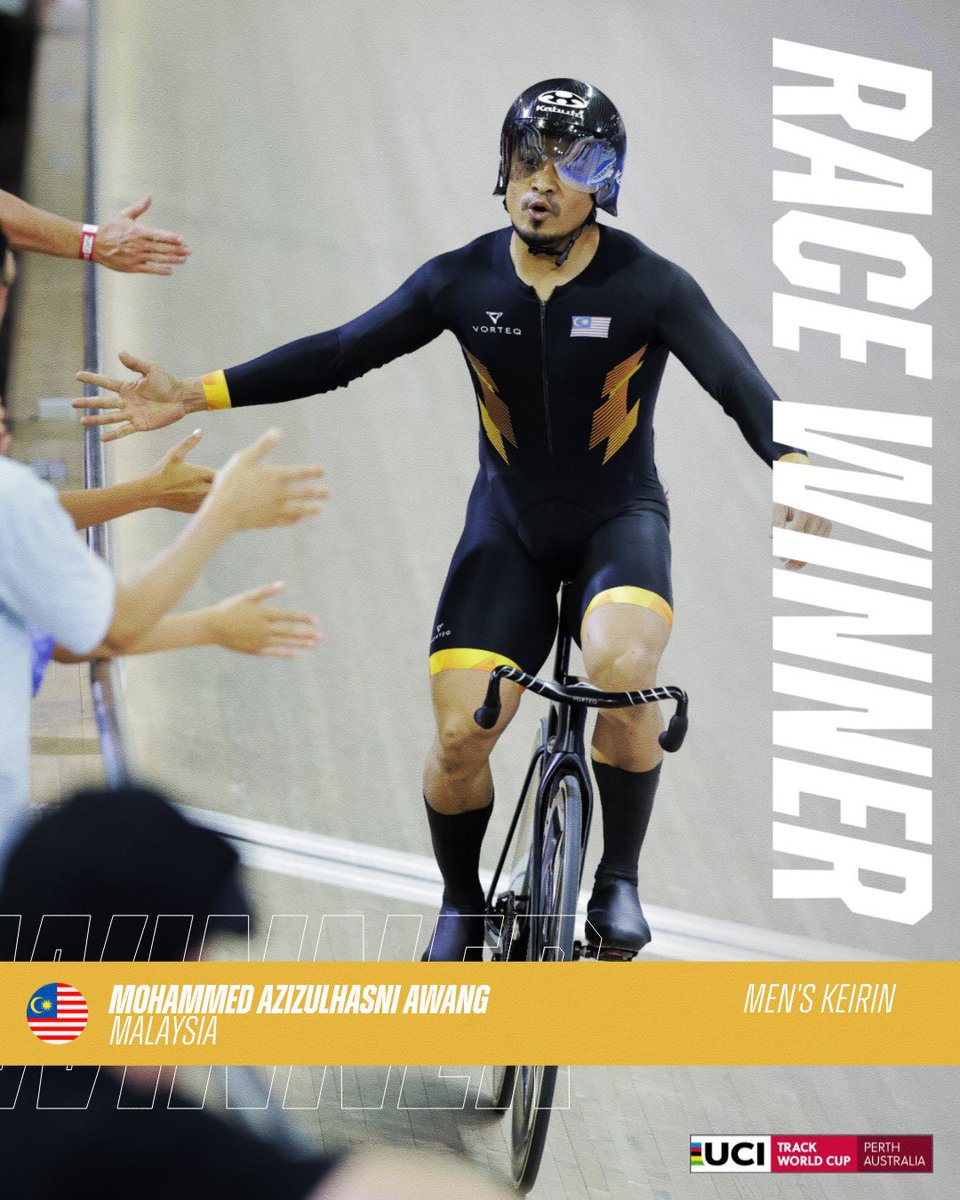 Padu!!! <a href="/AzizulAWANG/">Azizulhasni Awang</a> 

Men's Keirin World Cup Champion 🫶

#KitaSemuaTeamMAS
#ChampionRisimg
#Rise2Win
📷 <a href="/UCI_Track/">UCI Track Cycling</a>