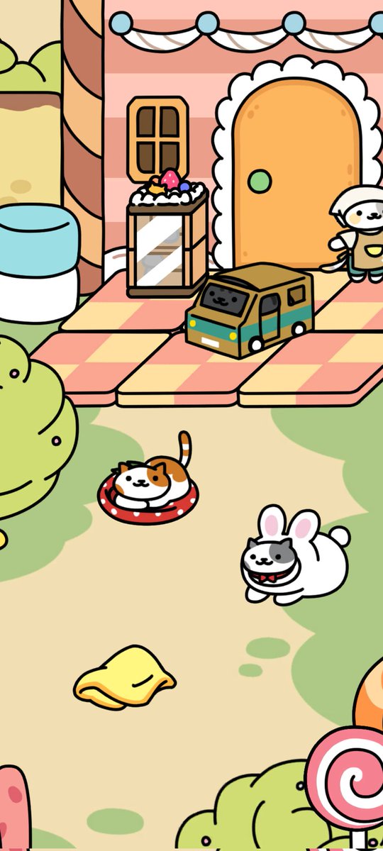mikan514017's tweet photo. ねこあつめ2でみぃにゃんが、中入らず、いちごをつぶしてます。あきにゃんは、なぜが顔出しして、うさぎの中。可愛い。 https://t.co/zdf2Xz0oNm