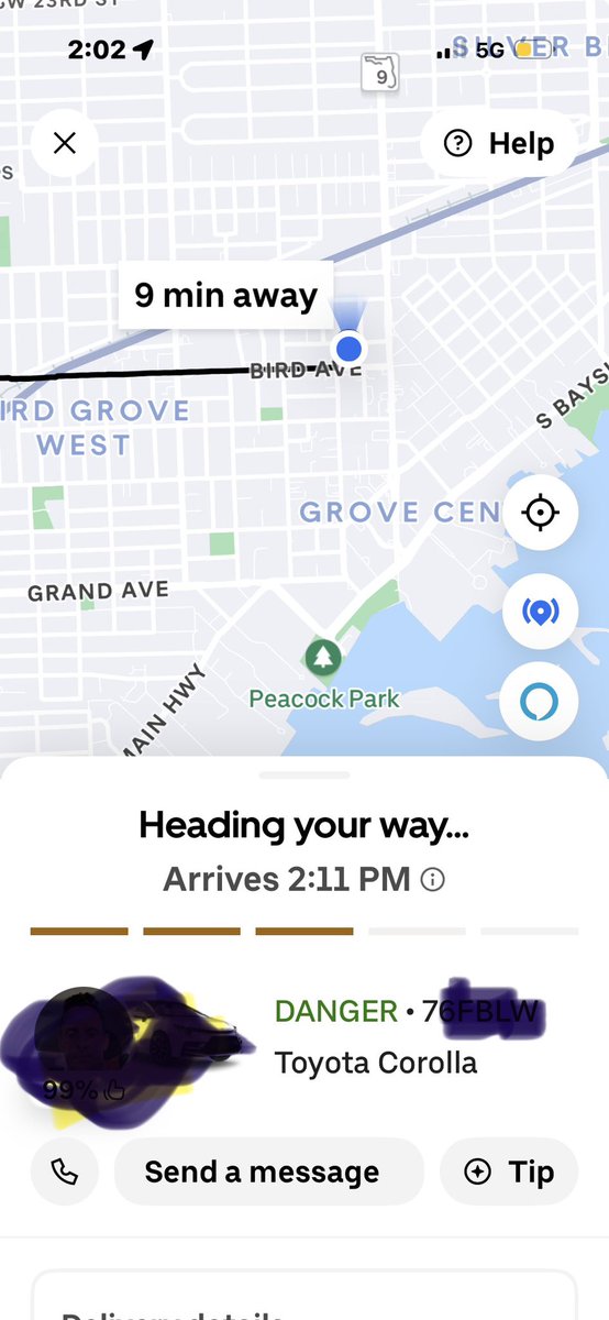 My Uber Eats driver name was Danger, would you be worried? He was chill, by the way. Uber, can you enforce naming conventions?