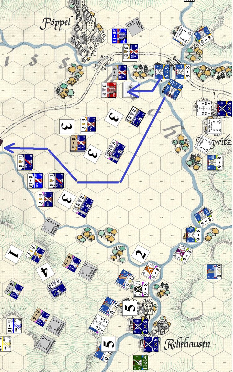 1440 フランス軍近接戦闘フェイズ
第30戦列歩兵連隊第2大隊と
第13軽歩兵連隊2個中隊による
Weimar第4猟兵大隊による近接戦闘は
同大隊の壊走で終了した！