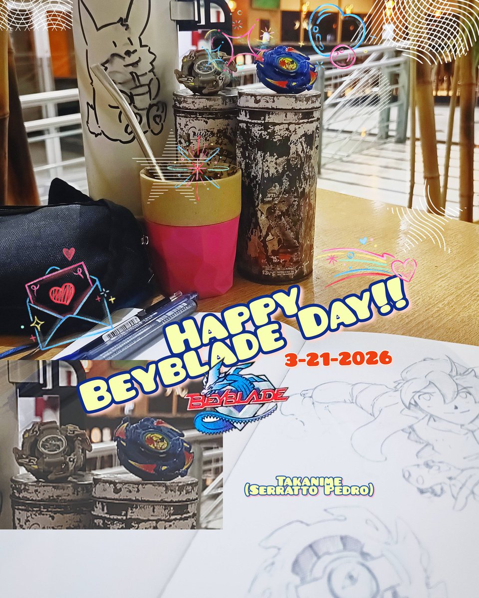 TakanimeBlue's tweet photo. ベイブレードの日おめでとう🌸✨
Happy Day of BEYBLADE!!! Today 3-21 🌸✨ 
And remember: 3... 2... 1... LET IT RIP!!! 🌸✨

#Beyblade #Bakuten #Day #BaybladeDay #Grevolution #Drawijg #Sketch #sketchbook #takanime #fenixs #animation #drawing #sketching #Takanime #Serratto #Pedro https://t.co/s0C3wZBvaR