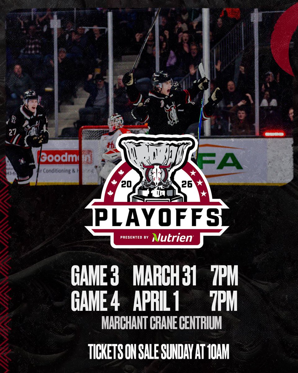 WE’RE IN!!!  The Rebels are going to the 2026 WHL Playoffs!

Tickets for Games 3/4 go on sale Monday at 10am!