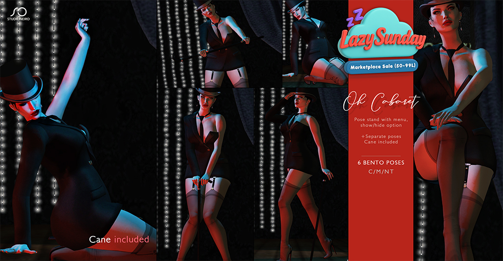 StudiOneiro's tweet photo. :studiOneiro: Oh Cabaret for Lazy Sunday 💙
https://t.co/TxPUtXUe7G
6 Bento poses | Cane included 
🚕https://t.co/WNFCFJVa4P
#secondlife #bento #slposes #lazysunday https://t.co/Yl2k7Pv1lY