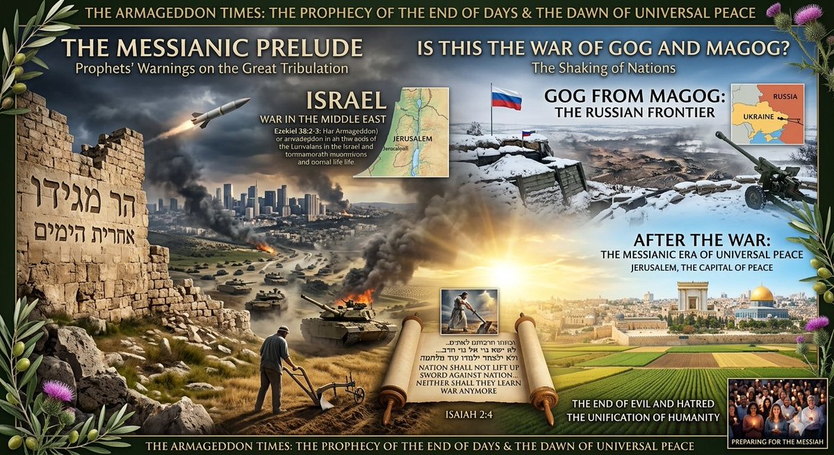 MosheLandman's tweet image. From conflict to clarity. Global events are sparking reflections on ancient prophecies, viewing today's trials not as an end, but as the 'Messianic Prelude' to an era of universal peace. It's the labor before the new birth. #Prophecy #EndofDays #MessianicAge