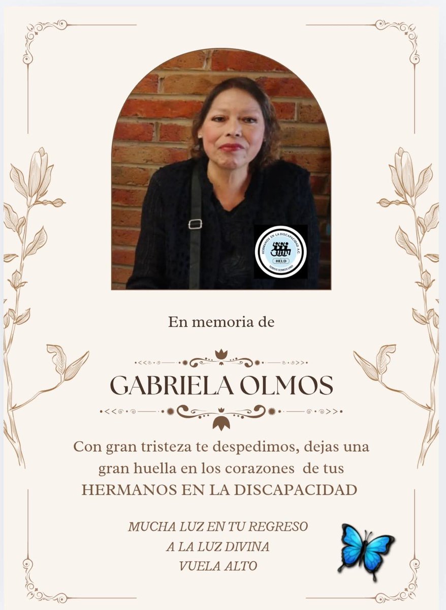 La familia HELD despide con gran tristeza a nuestra querida GABY OLMOS, gracias por compartir tu vida con todos tus HERMANOS EN LA DISCAPACIDAD, vuela alto
🙏🙏🙏