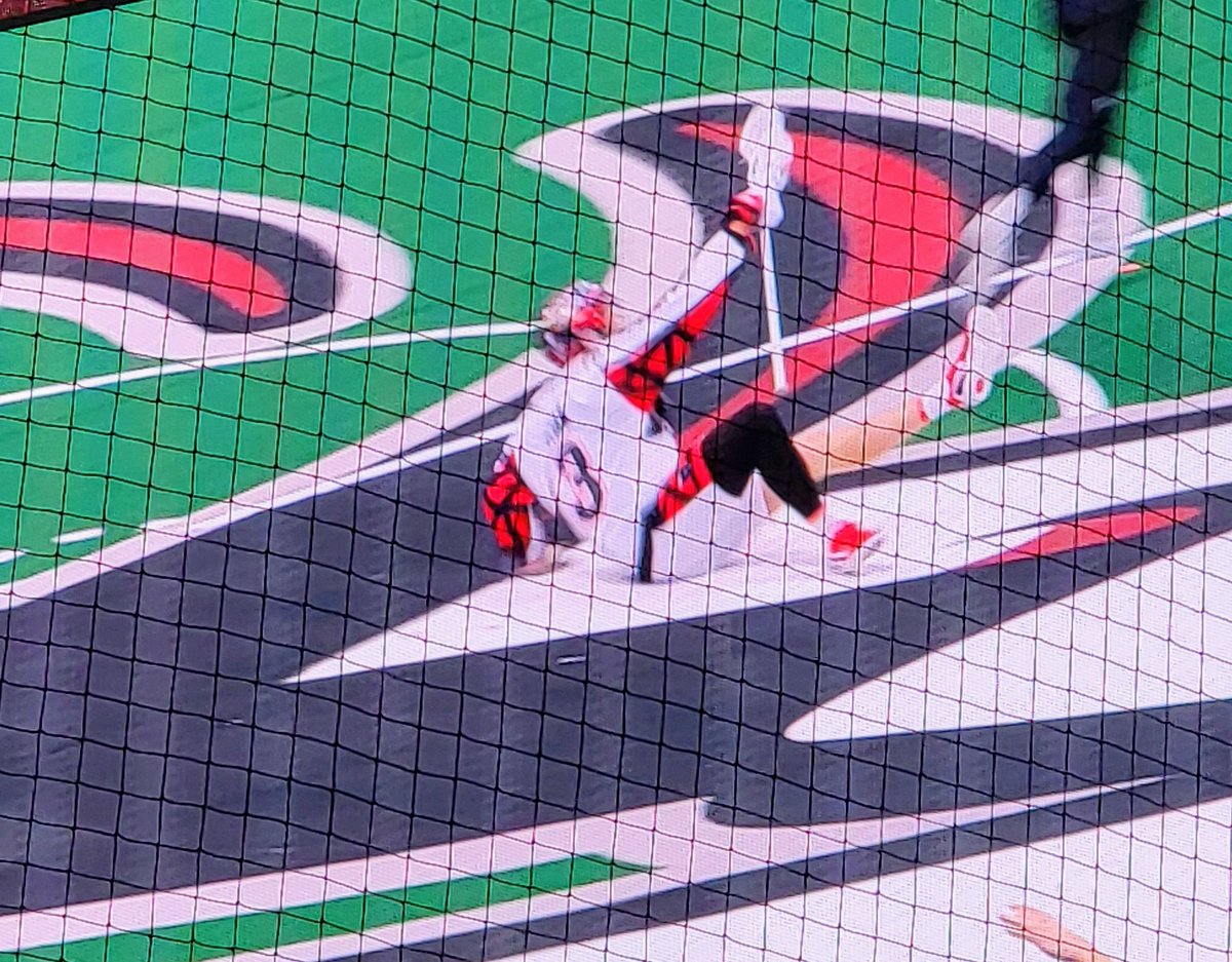 BatJem's tweet photo. @NLLRoughnecks finding the turf gremlins tonight #tuskup #letsgomammoth @MammothLax https://t.co/SnfJmiFoK8