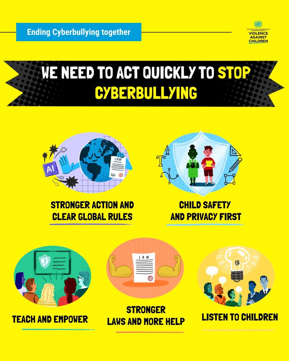 .<a href="/childreninwar/">Children and Armed Conflict 📍 #ProveItMatters</a>'s new report highlights the rise of cyberbullying and the urgent need for action to protect children online. 

buff.ly/Q3cjyS0 
#ActToProtect