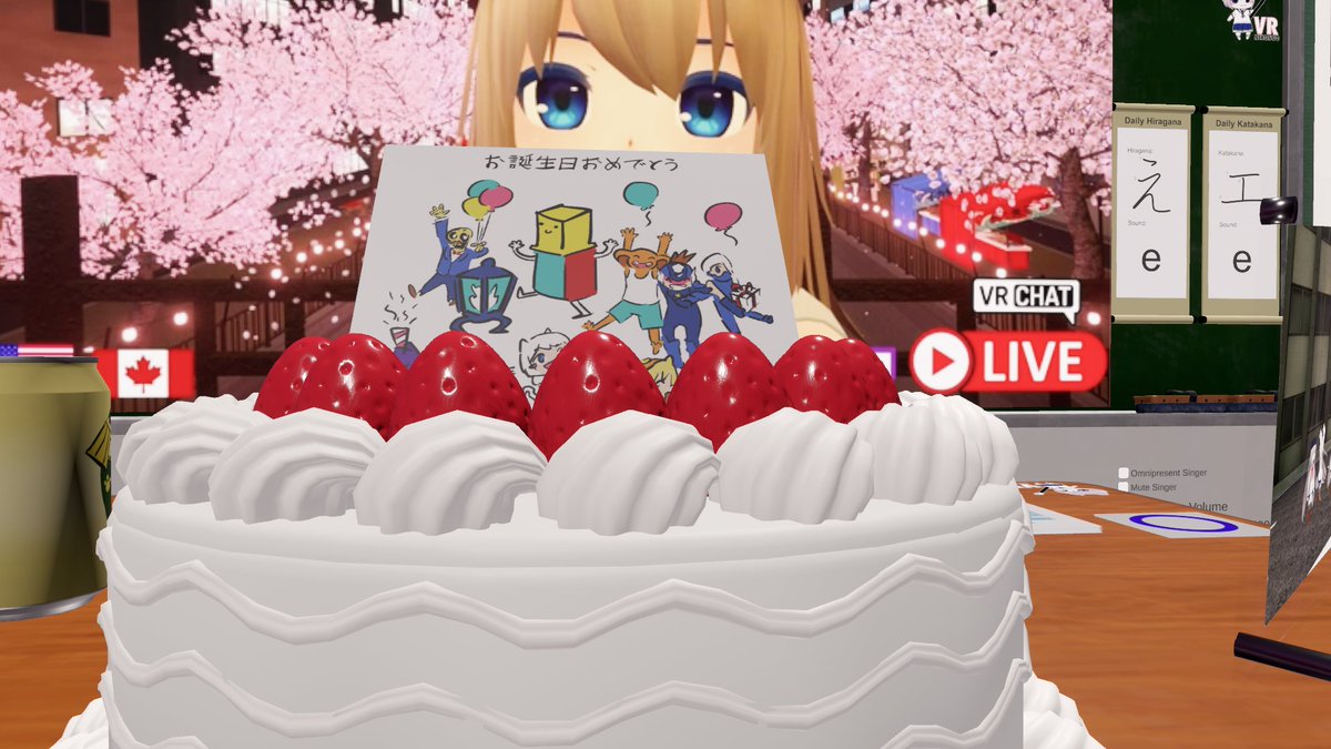 vrnihongo's tweet photo. みんなからVRのお誕生日カードとケーキをもらいました！🎂✨
本当にありがとうございます🥹💛
手描きのカードとサプライズに感動しました🌸
Received a VR birthday card &amp; cake 🎂✨
Thank you so much 🥹💛
The hand-drawn card + surprise meant everything 🌸
#VRNihongo #ありがとう https://t.co/eULRExd64s