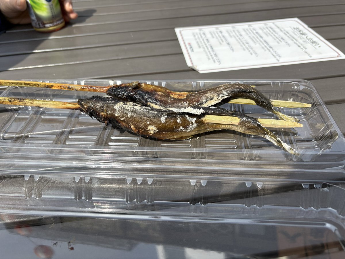 aosan_'s tweet photo. 豊洲　千客万来にて食べ歩きなう。

丸武さんの卵焼き（プレミアム）
越後屋助五郎さんの焼き鮎

・・・を、まずは頂きました。

人生初の鮎❣️
塩味が効いていて美味しかったです🤗 https://t.co/tMaPMzGqn7