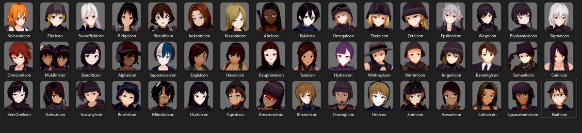 If you wanted the grand tally of how many operatives are in Chariot... 49 operatives (48 here because Muk and Bir are lumped together).

#koikatsu #コイカツ