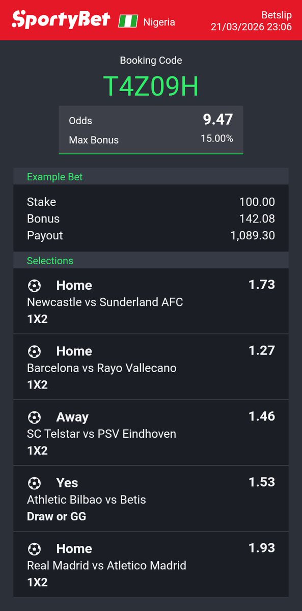 AFC_Prime7's tweet photo. 9-10 odds on Sportybet 
T4Z09H
GPEK41
H0F5HR https://t.co/hx574PU23l