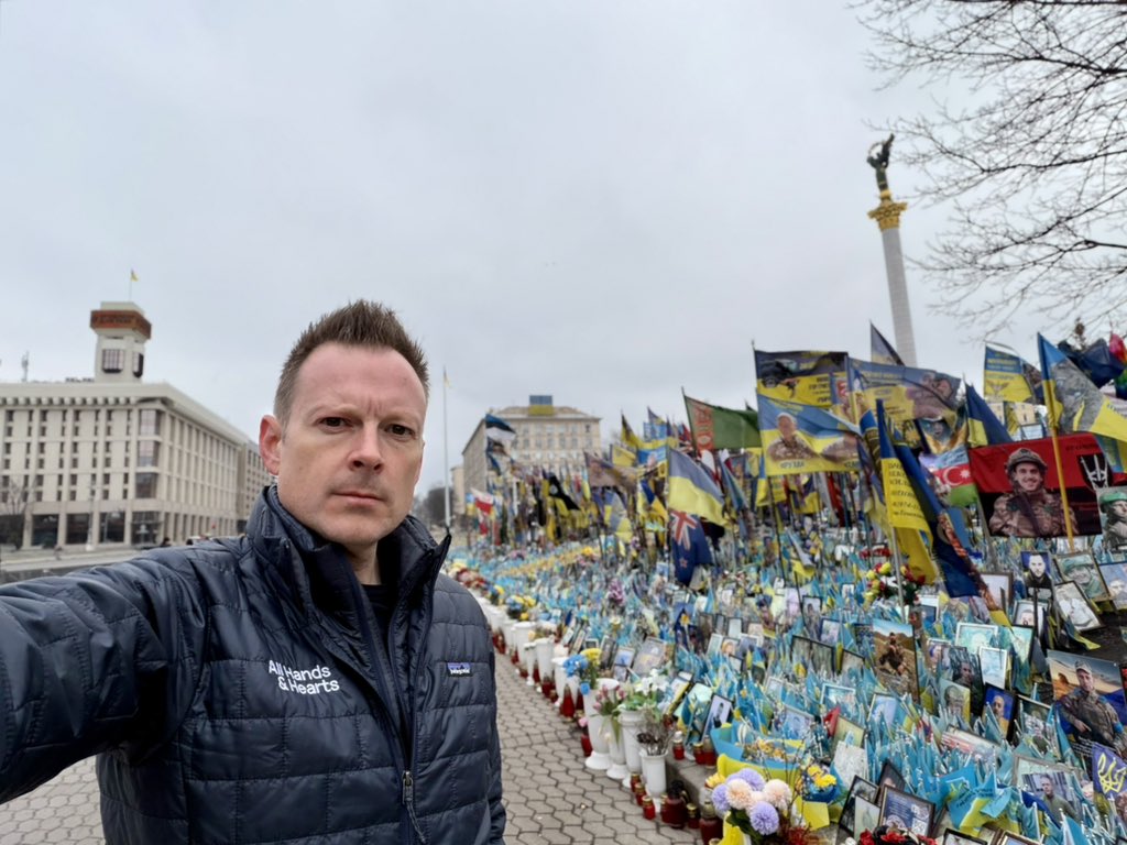 natemook's tweet photo. The memorial in Kyiv’s Maidan square gets bigger every time I visit. It’s a painful reminder of the sacrifices Ukraine is making as it defends freedom &amp; democracy. Some of the photos include the heroes with their cats. 💔 We must keep helping, as they are fighting for all of us. https://t.co/oRUUvLHkoG