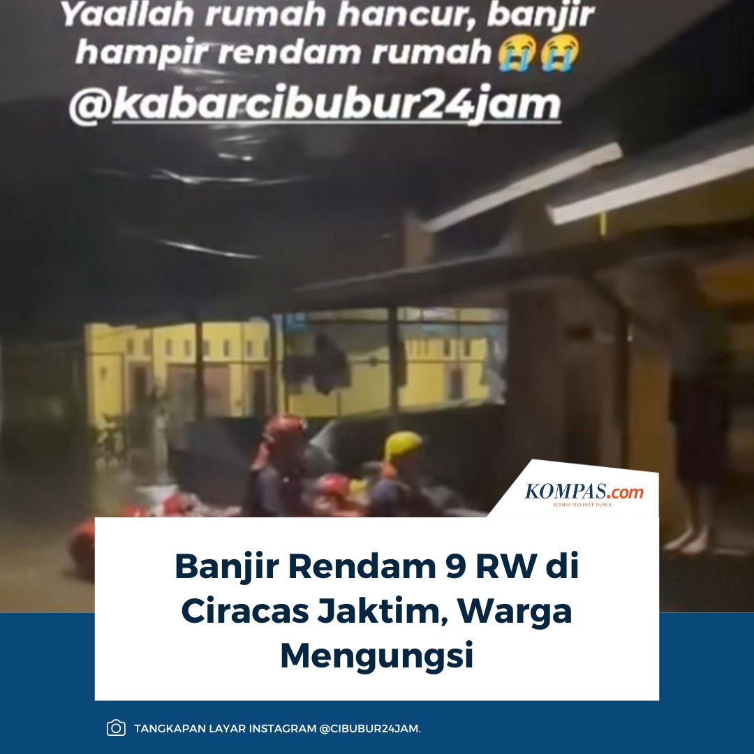 kompascom's tweet image. Banjir melanda sejumlah wilayah di Kelurahan Ciracas, Jakarta Timur pada Sabtu (21/3/2026). Sejumlah warga terpaksa mengungsi.

Baca selengkapnya 👇
megapolitan.kompas.com/read/2026/03/2…

~LL #Banjir #Jaktim