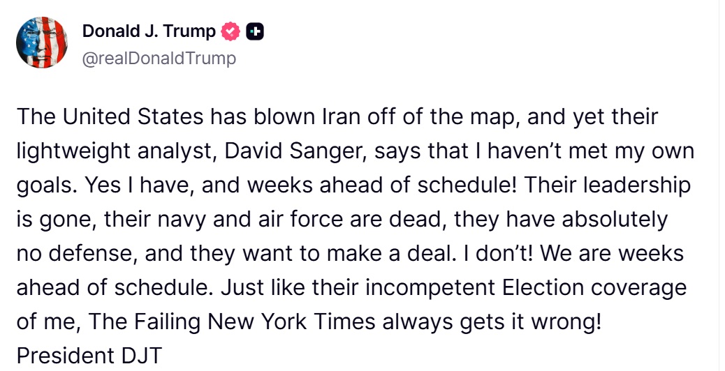 Commentary Donald J. Trump Posts From Truth Social tweet media