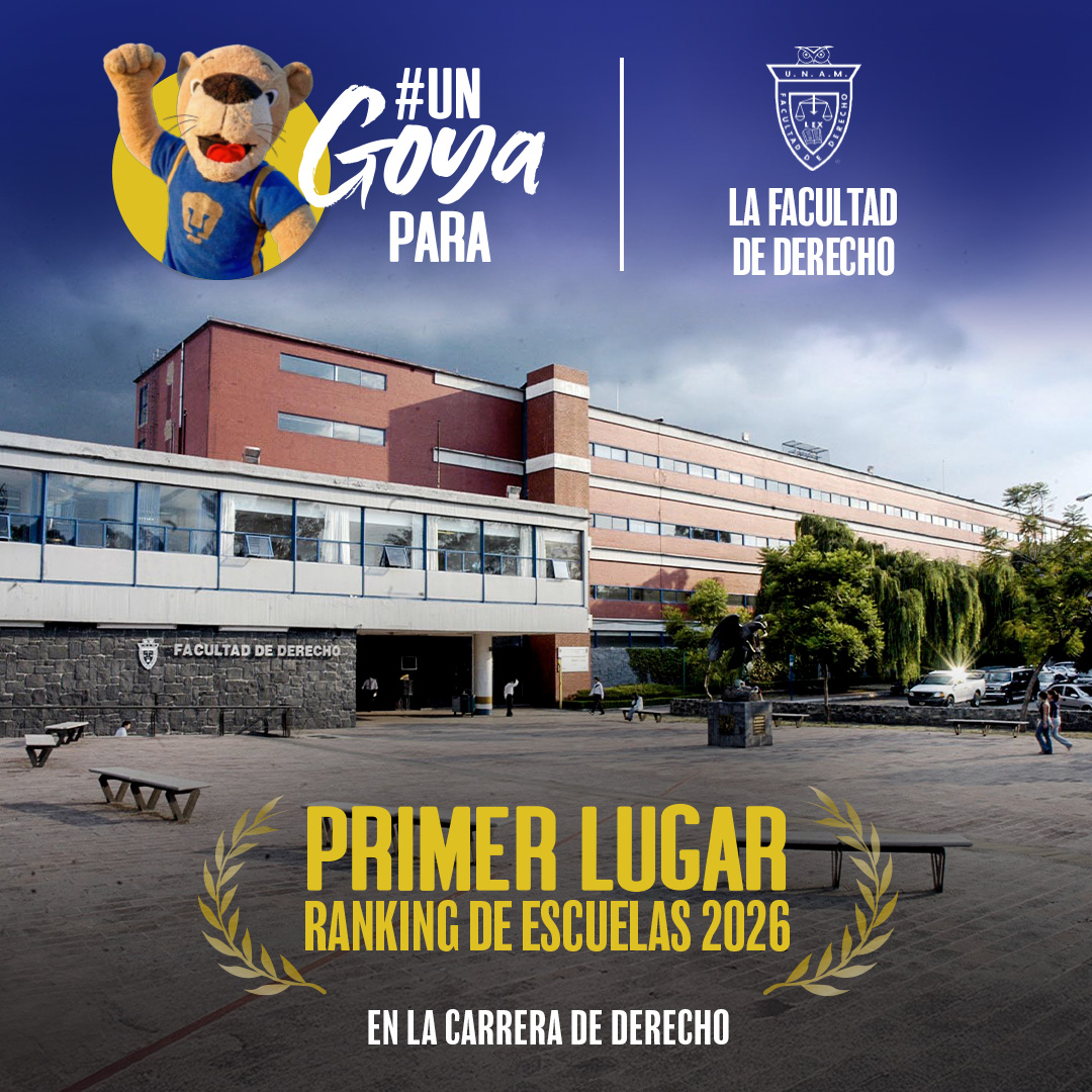 ¡#UnGOYApara la Facultad de Derecho! 🎉
La licenciatura en Derecho obtuvo el primer lugar en el ranking "Guía de las Mejores Universidades 2026" de El Universal.
<a href="/DerechoUNAMmx/">Facultad de Derecho</a>