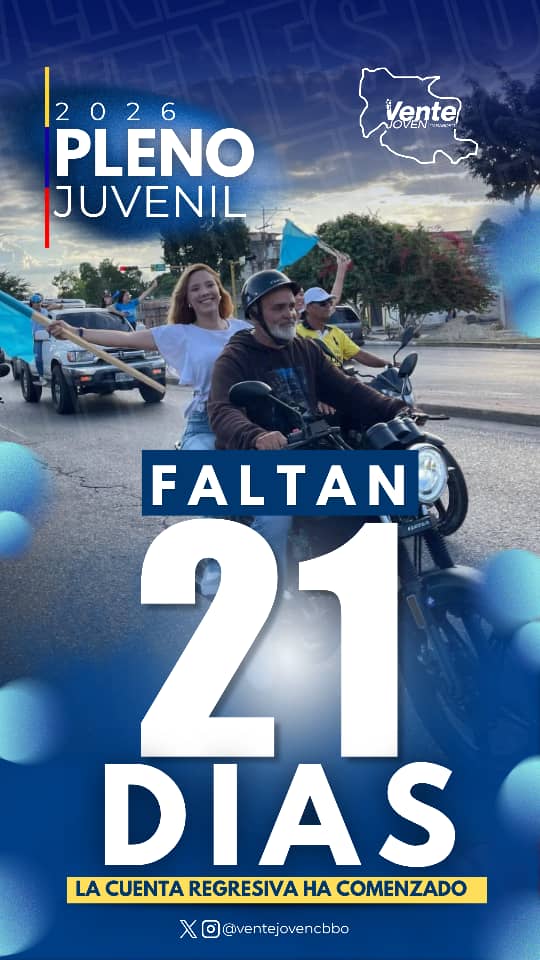 Estamos a 21 días del Pleno Juvenil 2026. La fuerza de nuestra juventud está en la calle y nada nos detiene. 🇻🇪💙✨