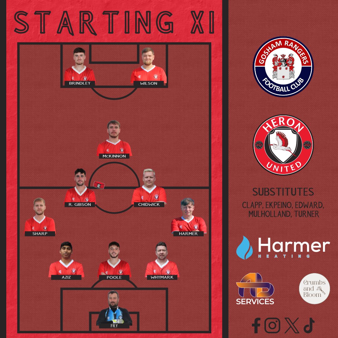 Heronutd's tweet image. Our Starting XI For Today’s Game.

Heron United face Gosham Rangers in the PDFA Sunday Plate, with a place in the final up for grabs. Big game, big moment, big opportunity! 💪⚽️

🔴⚫⚪
#UTH #RiseAboveTheRest