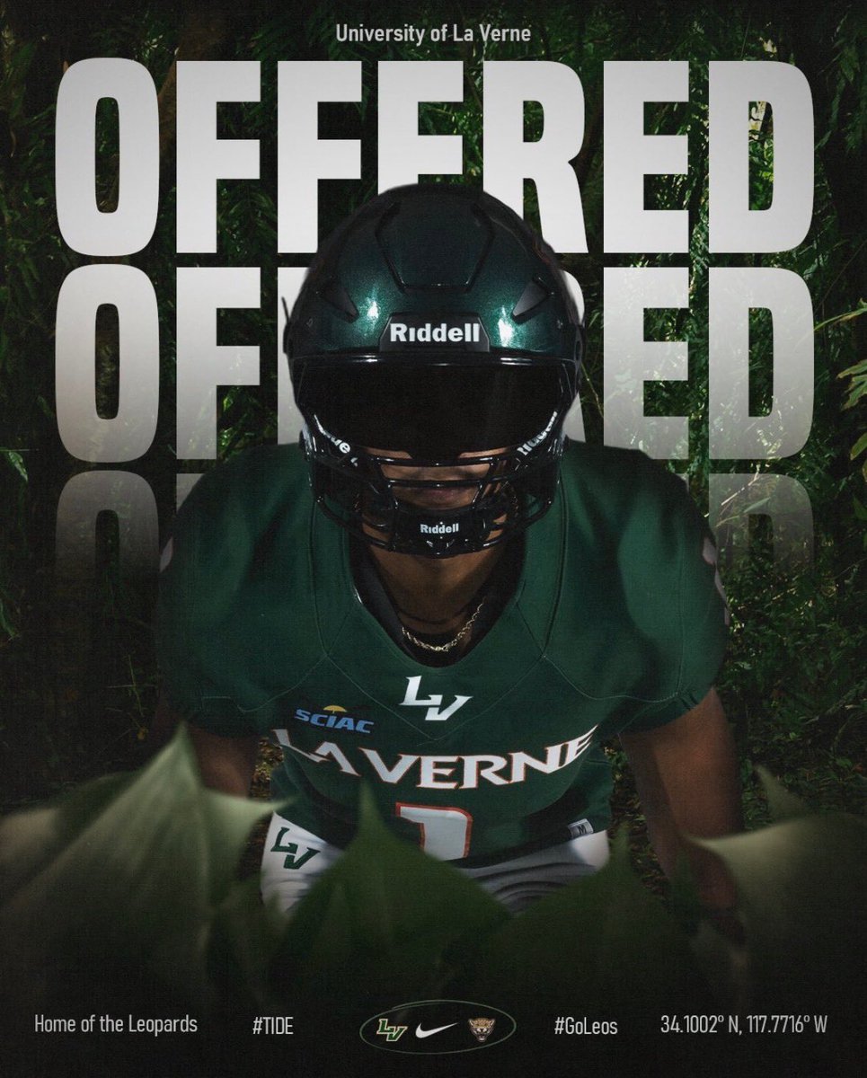 MOgeare95428's tweet photo. After a great conversation and visit I’m blessed to receive an offer from University of La Verne
@ULV_Football @CoachJai_ @_CoachSid
#Neverfaircatch #ATAG #GOD #Football #Cali https://t.co/8GZohPjrTS