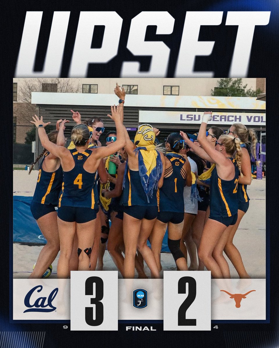 Bears take down the Longhorns in a THRILLER 🐻

No. 9 <a href="/CalBeachVB/">Cal Beach Volleyball</a> defeats No. 4 Texas, 3-2!

#NCAABeachVB