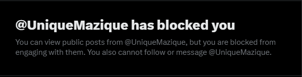WBoyd31's tweet photo. Wow. I got blocked by @UniqueMazique . All I said to him was putting the math out there for match payoff vs pack pay amount in MyFaction and poked fun of some entrance in TNA and getting MFP. Talk about being thin skinned and not able to deal with the truth. https://t.co/WMsUZWEs2G