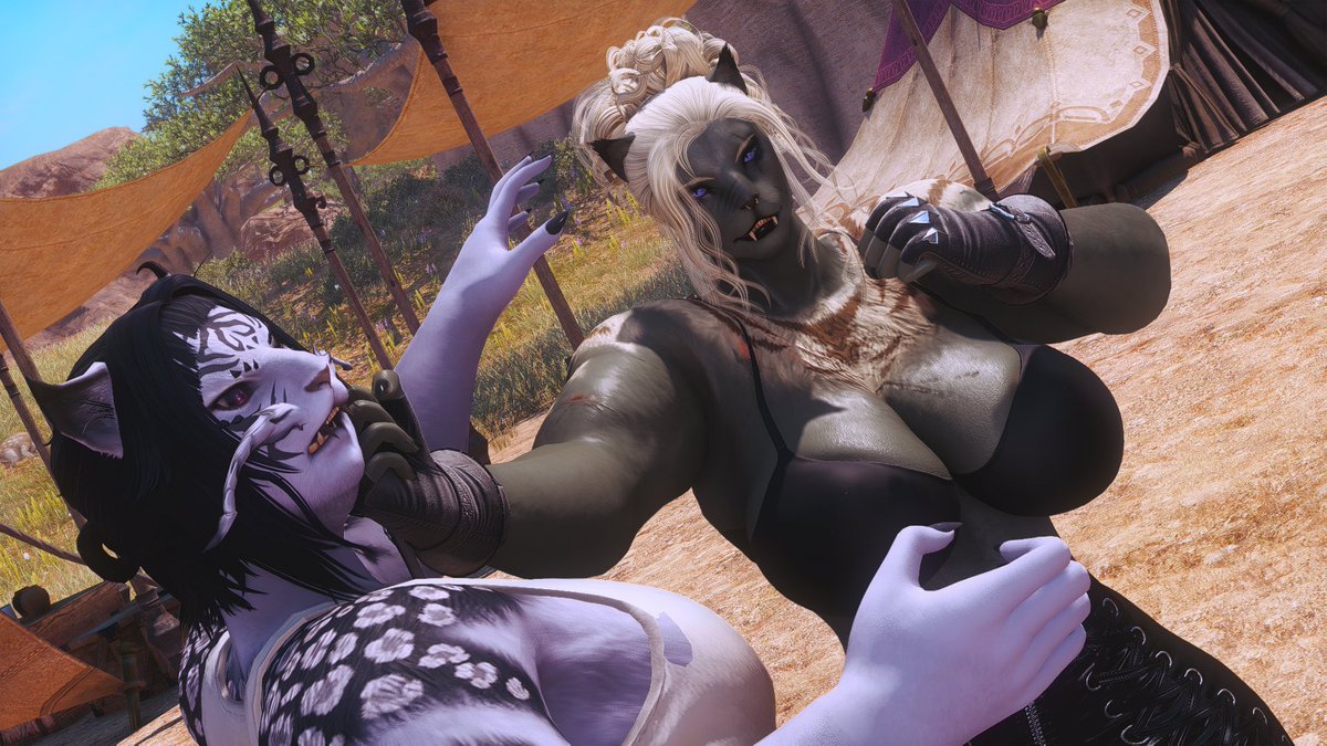 Brawling with <a href="/QueenTyasch/">𝔔𝔲𝔢𝔢𝔫 𝔗𝔞𝔦𝔰𝔦𝔶𝔞 𝔗𝔶𝔞𝔰𝔠𝔥</a>!
#gposers #gpose #ffxivsnaps #Hrothgar #Hrothgal