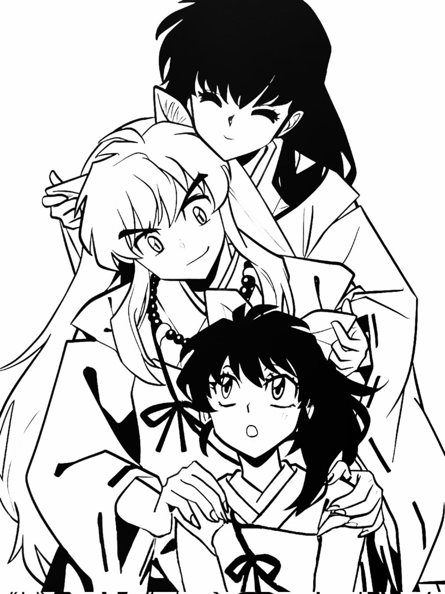 gigiutsu's tweet image. Absolutely will NEVER get enough of Moroha, Kagome &amp;amp; Inuyasha 🫰