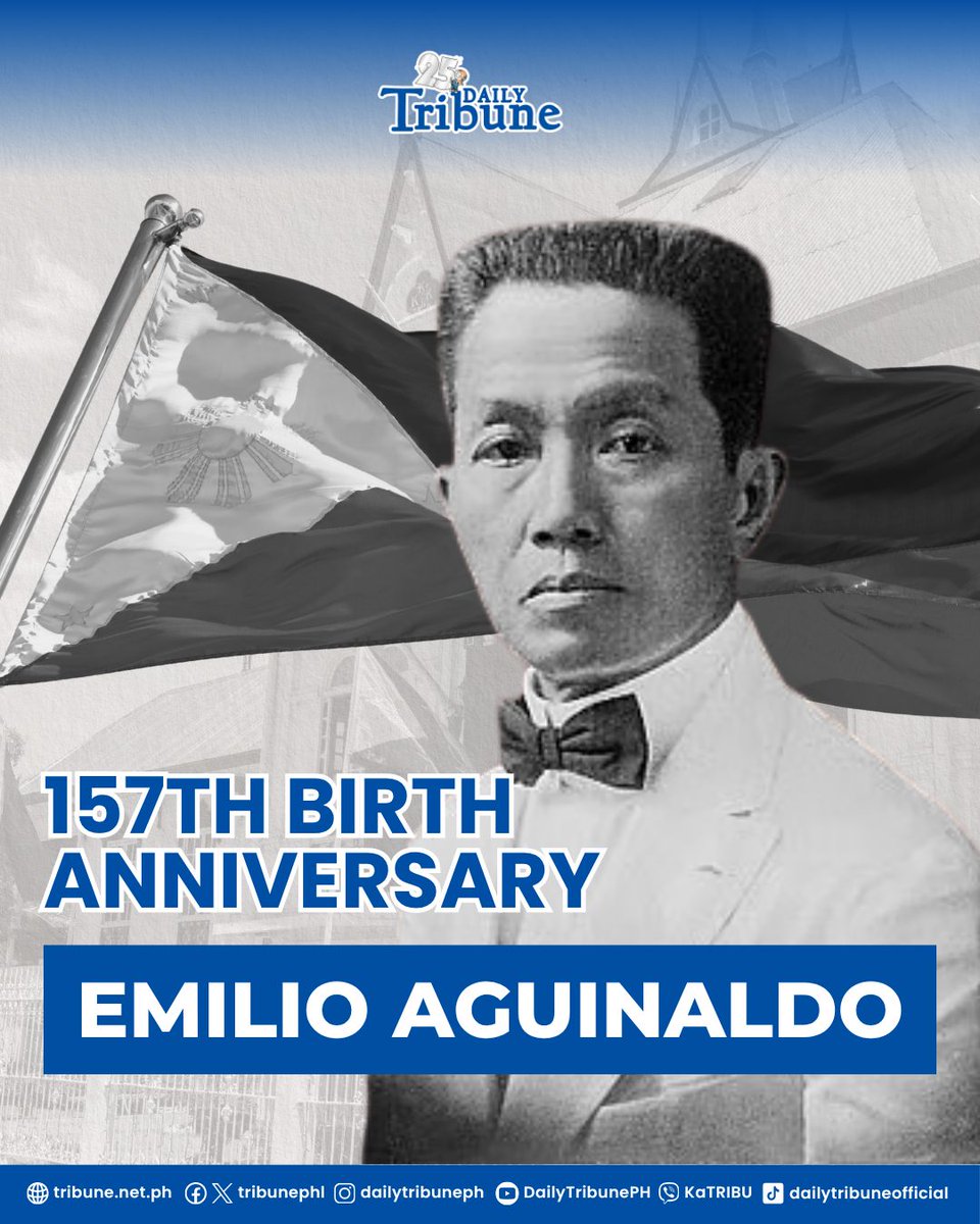tribunephl's tweet image. THE FIRST PRESIDENT

The nation marks the birth anniversary of #EmilioAguinaldo, the Philippines’ first president, whose role in the country’s history remains widely discussed and #complex.

#dailytribune25