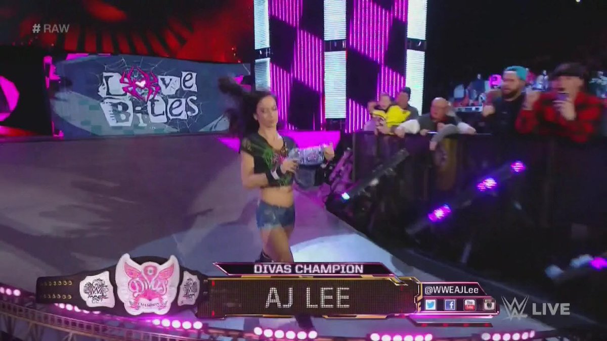 TravisJonesWWE's tweet photo. Lady @TheAJMendez - The #WorldWrestlingEntertainment #DivasChampion is truly the #GreatestDivasChampion who made the @WWE #DivasTitle so iconic which is #Phenomenal, #TeamAJ. #RT if u agree #WeLoveAJ #IconicAJ #AJFansForEver #RAW #WWERAW https://t.co/L6Iq405IaB