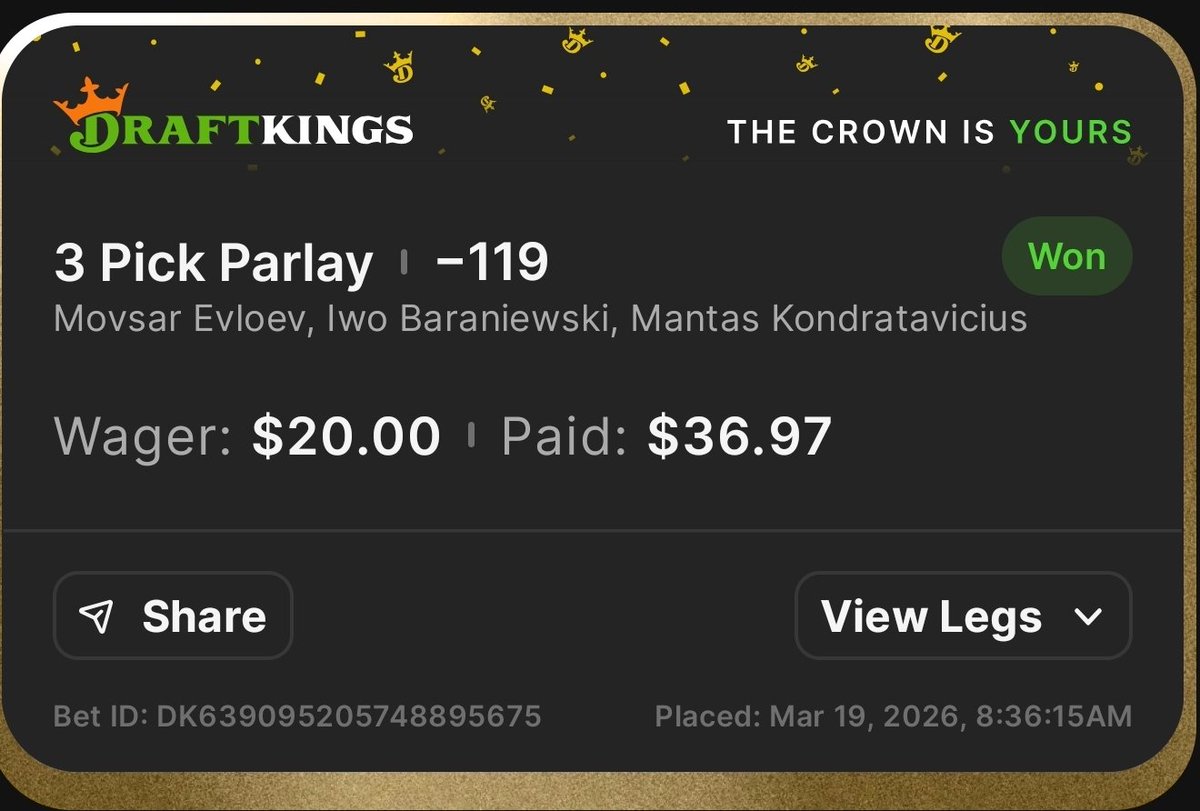 JohnMcDFS's tweet photo. Cashed 3 of 3 #UFC Parlays i posted on @Tails_Picks https://t.co/HEwUwatnzT