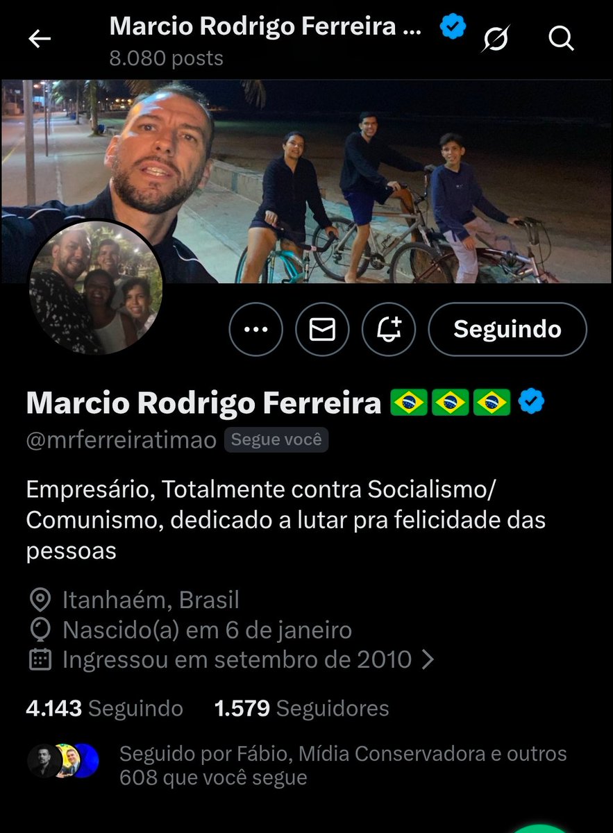 fiquelivreee's tweet photo. O Márcio tem 16 anos de plataforma. Menos de 30% dos seus seguidores o seguem de volta .

Da uma olhadinha ai se ele ta te seguindo e bora retribuir?

@mrferreiratimao

🇧🇷💚🇧🇷💛🇧🇷💚🇧🇷💛🇧🇷💚🇧🇷💛🇧🇷💚🇧🇷

#BOLSONAROEMCASAJÁ 
#FreeBolsonaro
#BolsonaroDay https://t.co/BMrlV1Nsuw