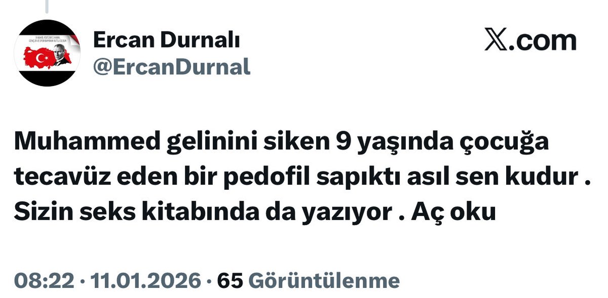 gizliservis06's tweet photo. Peygamberimize küfür eden Adana ikametli Ercan Durnalı’nın tweetleri ortaya çıkmaya devam ediyor.

Bu şahsın cezaevine atılması ödül olur. Bunun ibret için boynunun vurulması lazım.

@mustafaciftcitr @abakingurlek https://t.co/OGMhVWtOVX