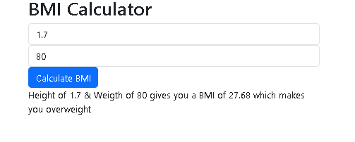 segludian's tweet photo. #100DaysOfCode Day 80.  Needed a simpler project for the weekend. I have the book "HTMX Crash Course" by Greg Lim. I did the first two chapters and have a BMI calculator. Feel like express is the one doing the heavy lifting. I am 4/5th done now! https://t.co/RZmM3TSkDS
