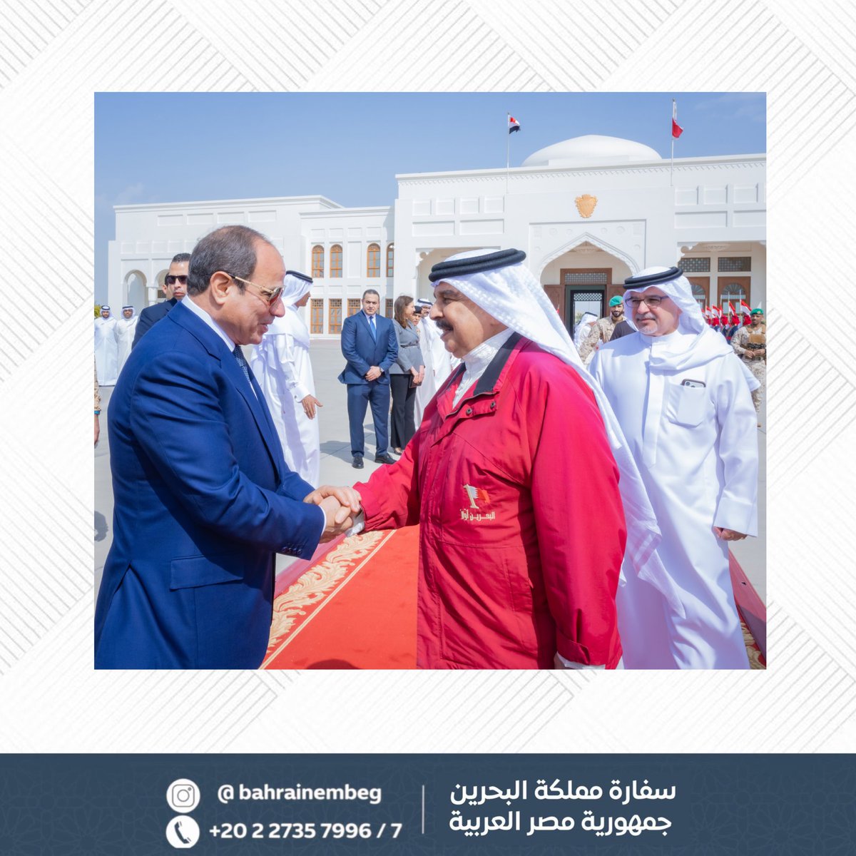 The embassy of the Kingdom of Bahrain in Cairo tweet media