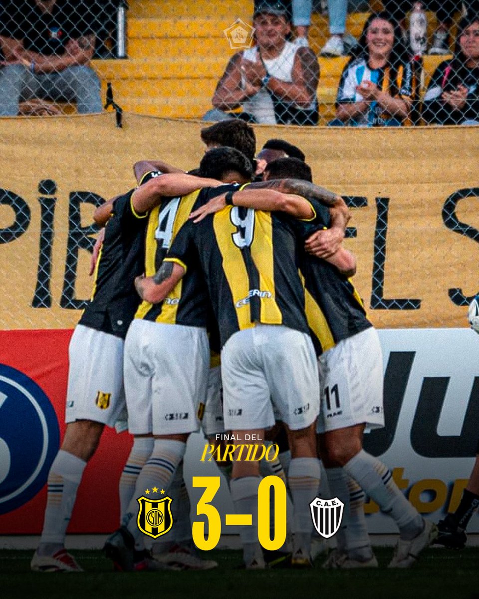 ClubMadryn's tweet photo. ¡𝗚𝗔𝗡𝗢́𝗢𝗢 𝗘𝗟 𝗔𝗨𝗥𝗜𝗡𝗘𝗚𝗥𝗢𝗢𝗢! 👊🏼

Madryn goleó, en el Abel Sastre, a Estudiantes (BA) por 3 a 0.

⚽️ Yvo Calleros, Nicolás Servetto y Julián Cosi marcaron los goles.

#VamosAurinegro 💛🖤

📸 Irina Verdié https://t.co/xabLGDxJoe