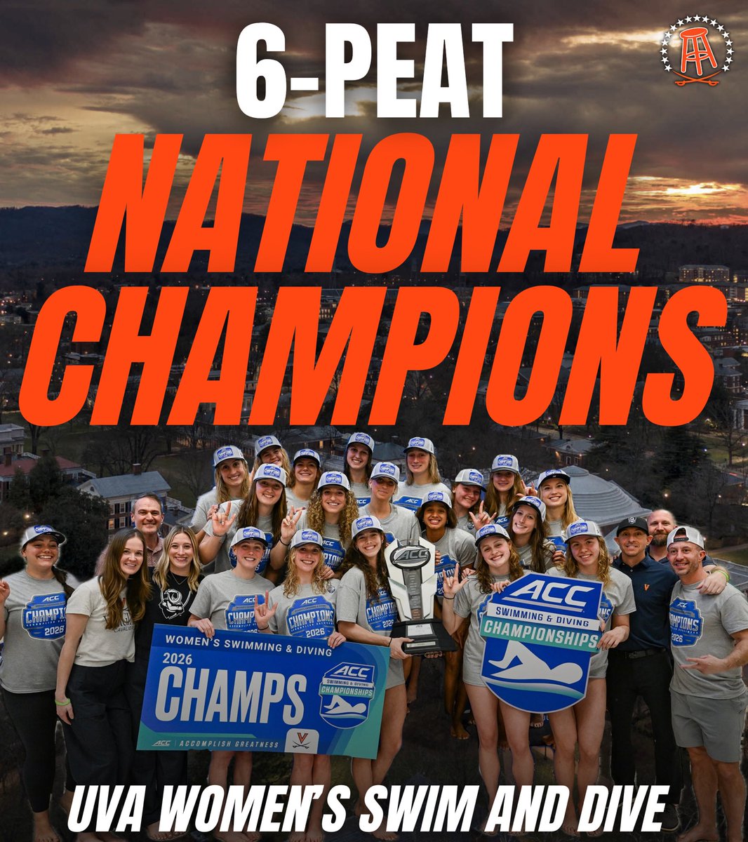 BarstoolUVA's tweet photo. YOUR 2026 NATIONAL CHAMPIONS FOR THE SIXTH TIME IN A ROW!!!! UVA WOMEN’S SWIM AND DIVE!!!! https://t.co/6HFLuwzOaj