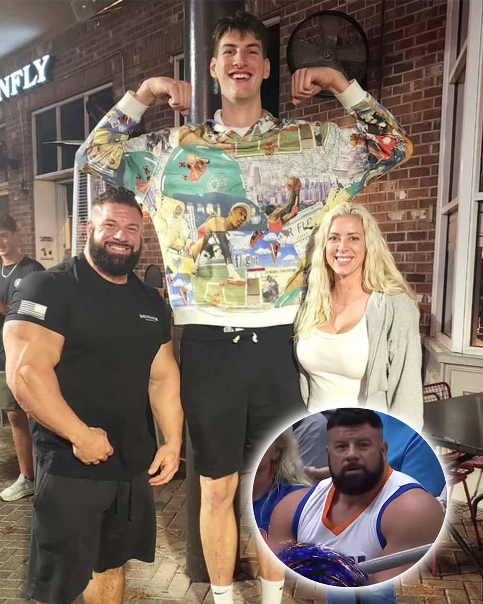 YahooSports's tweet photo. Florida's 7'9 Olivier Rioux met up with the viral buff Gators fan from their First Round game 😅 

(via r/AbsoluteUnits) https://t.co/MioHPMOEwk