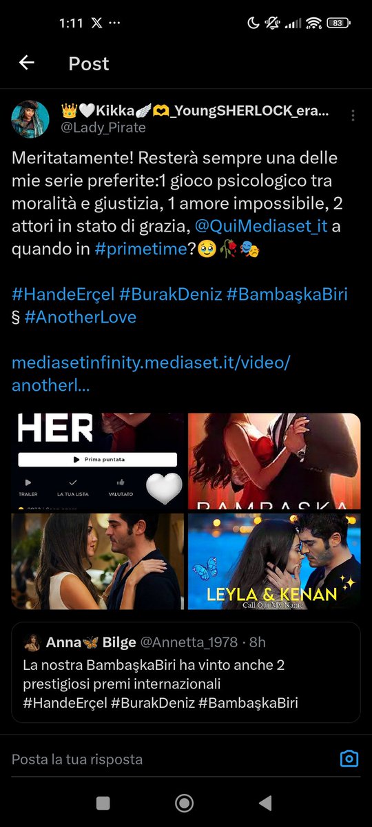 Lady_Pirate's tweet image. Meritatamente! Resterà sempre una delle mie serie preferite:1 gioco psicologico tra moralità e giustizia, 1 amore impossibile, 2 attori in stato di grazia, @QuiMediaset_it a quando in #primetime?🥹🥀🎭

#HandeErçel #BurakDeniz
#BambaşkaBiri § #AnotherLove

mediasetinfinity.mediaset.it/video/anotherl…