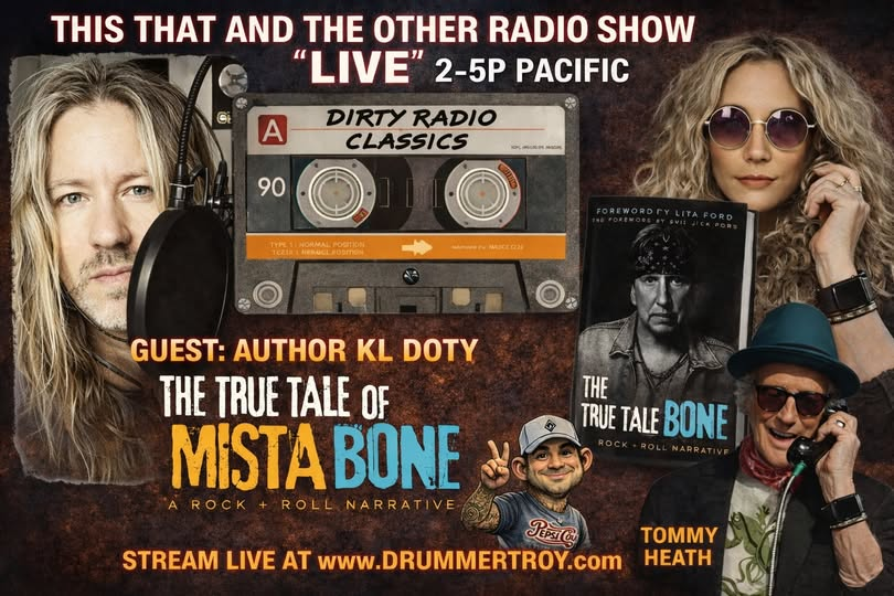 drummertpf's tweet photo. Still over 3+ Hours of the #SaturdayReplay of #TTTO airing 4-8:30p PACIFIC - In Studio Guest @atomicwraps #JackAdams, Author #KLDoty (@JacksGreatWhite #MistaBoneBook), + Suprise Chat w/ @iamtommytutone #CancerSupportCommunity 272-867-5309. TUNE IN NOW https://t.co/HoS5QVEJBB https://t.co/lT3zYYro4e