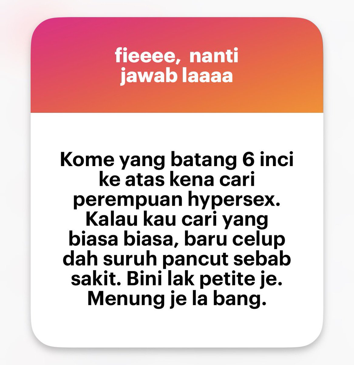 perempuanmahal's tweet photo. Betul. Sebab tu ekna tahu dulu tahap sex drive seseorang mcm mana. Dapat wife yang tadah je takda win win situation, mula makan luar. Dah tak bangga 10 inch pun kalau gituuu je https://t.co/AUsBrEkRhx