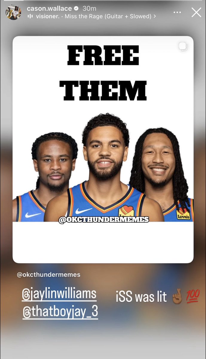 CAlmanza1007's tweet photo. Cason Wallace, Ajay Mitchell and Jaylin Williams poking fun at their ejections lol https://t.co/V5xZUBSDxN